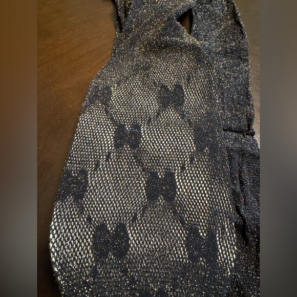 New Authentic Gucci GG Supreme Logo Tights Black Gold Size S - Picture 10 of 10